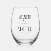 ドリンク食べアンドベ結婚したギャツビースタイルタイポグラフィ ステムなしワイングラス (正面)