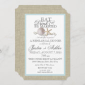 ドリンク食べサンド・ドルとパールのリハ結婚ーサル 招待状 (正面/裏面)