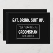 ドリンク食べスのスーツをアップ – 私のgroomsmanになる 招待状 (正面/裏面)