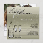 ドリンク食べビシャン結婚したパンウェディングシャワー 招待状 (正面/裏面)