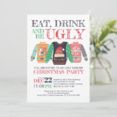 ドリンク食べビーアグイのセータークリスマスホリデーパーティー 招待状 (スタンド正面)