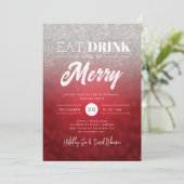 ドリンク食べビーシルバメリーーレッド《写真》ぼけ味休日クリスマス 招待状 (スタンド正面)