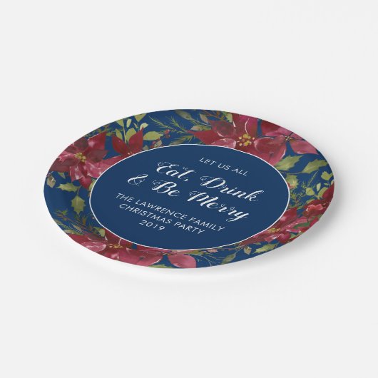ドリンク食べビーネイビメリーーのフローラのクリスマスパーティー ペーパープレート (アングル)