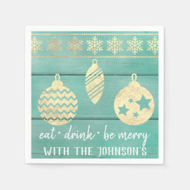 ドリンク食べビーミントメリーウッドホワイト金ゴールド雪片 スタンダードカクテルナプキン