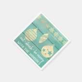 ドリンク食べビーミントメリーウッドホワイト金ゴールド雪片 スタンダードカクテルナプキン (角)