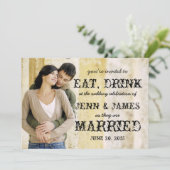 ドリンク食べフォト素朴結婚式招待状 招待状 (スタンド正面)
