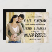 ドリンク食べフォト素朴結婚式招待状 招待状 (正面/裏面)