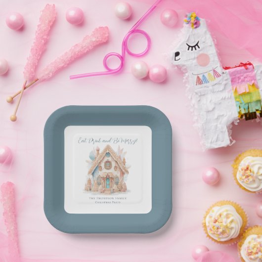 ドリンク食べブジンガーメリーブレッドハウスクリスマス ペーパープレート (パーティー)