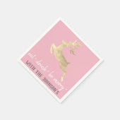 ドリンク食べブメリーピンク灰色の白金ゴールドトナカイ スタンダードカクテルナプキン (角)