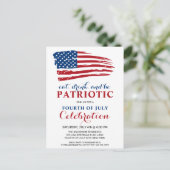 ドリンク食べブ愛国USA国旗7月パーティー第4日 インビテーションポストカード (スタンド正面)
