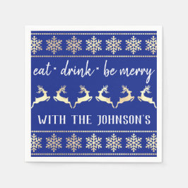 ドリンク食べブ白金ゴールドトナメリーーダーブルーインディゴ スタンダードカクテルナプキン