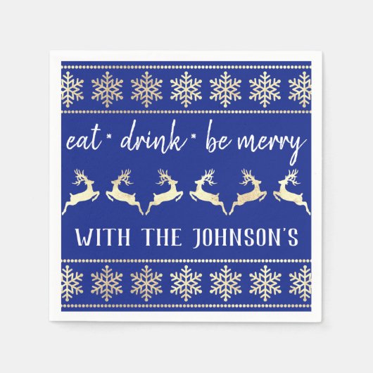 ドリンク食べブ白金ゴールドトナメリーーダーブルーインディゴ スタンダードカクテルナプキン (正面)