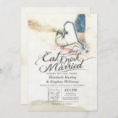 ドリンク食べベの結婚したドラゴン結婚フライ交配の愛 招待状 (正面/裏面)