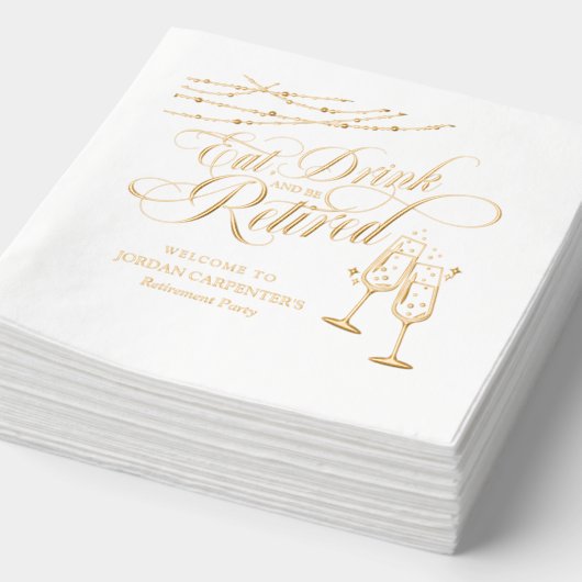 ドリンク食べベシャンパ退職したン退職パーティー 箔ナプキン (詳細)