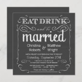 ドリンク食べベチョーク結婚したボード結婚式招待状 招待状 (正面/裏面)