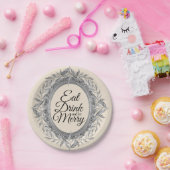 ドリンク食べベメリーホリデーシルバー葉リース ペーパープレート (パーティー)