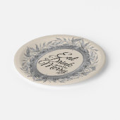 ドリンク食べベメリーホリデーシルバー葉リース ペーパープレート (アングル)