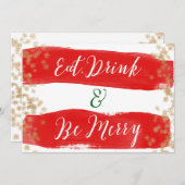 ドリンク食べベメリーホリデーパーティー招待状 シーズンカード (正面/裏面)