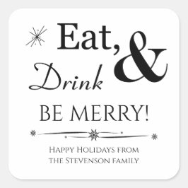 ドリンク食べベレトロメリークリスマス スクエアシール