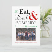 ドリンク食べベレトロメリーレッドグリーンクリスマスフォト 招待状 (スタンド正面)