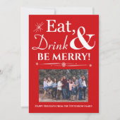 ドリンク食べベレトロメリーレッドフォトクリスマス 招待状 (正面)