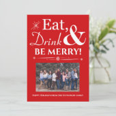 ドリンク食べベレトロメリーレッドフォトクリスマス 招待状 (スタンド正面)