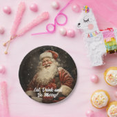 ドリンク食べベヴィンテージメリーサンタクロース ペーパープレート (パーティー)