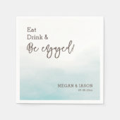 ドリンク食べベー婚約したダスティブルー婚約パーティ スタンダードカクテルナプキン (正面)