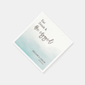 ドリンク食べベー婚約したダスティブルー婚約パーティ スタンダードカクテルナプキン (角)