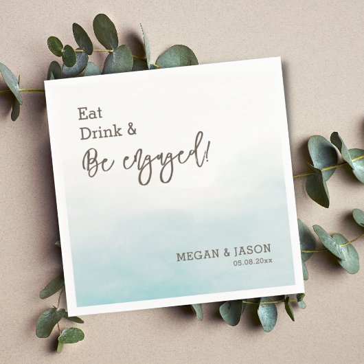 ドリンク食べベー婚約したダスティブルー婚約パーティ スタンダードカクテルナプキン