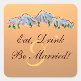ドリンク食べベ山のテーマのウェディングラ結婚したベル スクエアシール