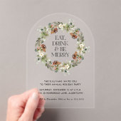 ドリンク食べベ水メリー色リースホリデーパーティー アクリル招待状 (インサイチュ (ポータブル))