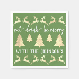 ドリンク食べベ金ゴールドトナメリーーグリーンホリデーズ スタンダードカクテルナプキン