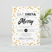 ドリンク食べベ金ゴールドメリーグリッター休日クリスマス 招待状 (スタンド正面)