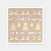 ドリンク食べベ金ゴールドメリートインデナークラフトコテージルクス スタンダードカクテルナプキン (正面)