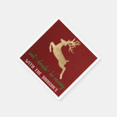 ドリンク食べベ金ゴールドメリートナカイBurgundyホワイト スタンダードカクテルナプキン (角)