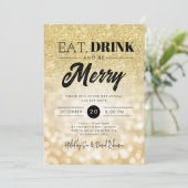 ドリンク食べベ金ゴールドメリー《写真》ぼけ味休日クリスマス 招待状 (スタンド正面)