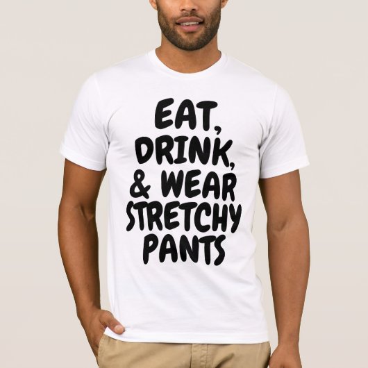 ドリンク食べ及び衣服ストレッチパンツ誕生日 Tシャツ (正面)