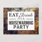 ドリンク食べ引っ越し祝いパーティーパーティーダートブラウン招待状 インビテーションポストカード (正面)