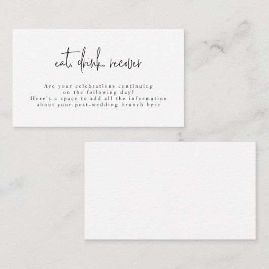 ドリンク食べ白黒ポスト結婚のブランチ エンクロージャーカード (正面/裏面)