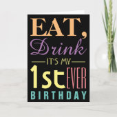 ドリンク食べ私の初のエバー誕生日招待状だ 招待状 (正面)