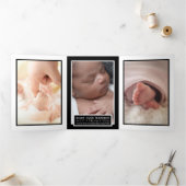 ドリンク食べ、ギャツビースタイル6フォトコラージュベビー誕生 三つ折り案内状 (内部)