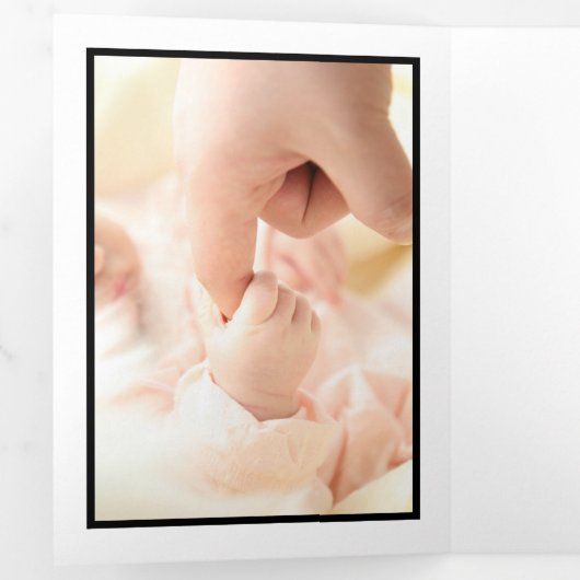 ドリンク食べ、ギャツビースタイル6フォトコラージュベビー誕生 三つ折り案内状 (内部最初)