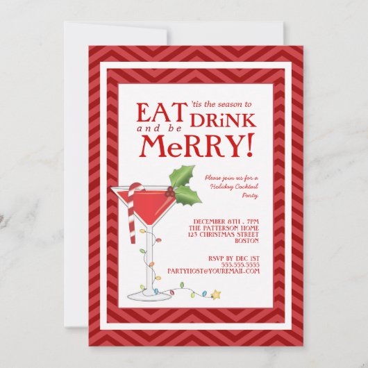 ドリンク食べ&ビーメリークリスマスカクテルパーティー 招待状 (正面)