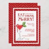 ドリンク食べ&ビーメリークリスマスカクテルパーティー 招待状 (正面/裏面)