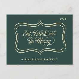 ドリンク食べ&ビーメリークリスマスクラシック金ゴールドフレーム シーズンポストカード