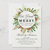 ドリンク食べ&ビーメリークリスマスパーティの招待状 招待状 (正面)