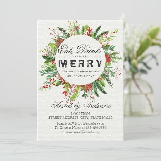 ドリンク食べ&ビーメリークリスマスパーティの招待状 招待状 (スタンド正面)