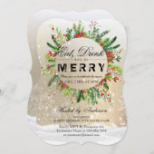 ドリンク食べ&ビーメリークリスマスパーティの招待状 招待状 (正面/裏面)