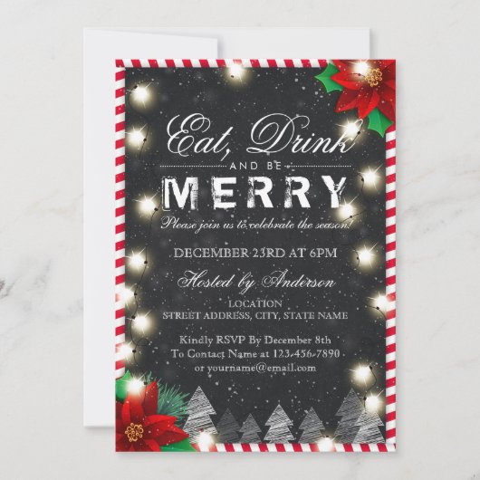 ドリンク食べ&ビーメリークリスマスパーティの招待状 招待状 (正面)